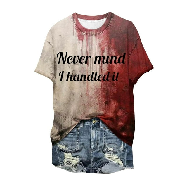 Séductiva T-Shirt à Manches Courtes pour Femmes Liquidation T-Shirt Halloween Mode Décontractée Imprimé Halloween Col Rond Manches Courtes T-Shirt