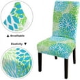 thumbnail image 3 of Spring Dahlia Chair Cover Flowers Pattern Blue Green Set of 4 Stretch Removable Washable Slipcovers for Dining Room Hotel Kitchen, 3 of 6