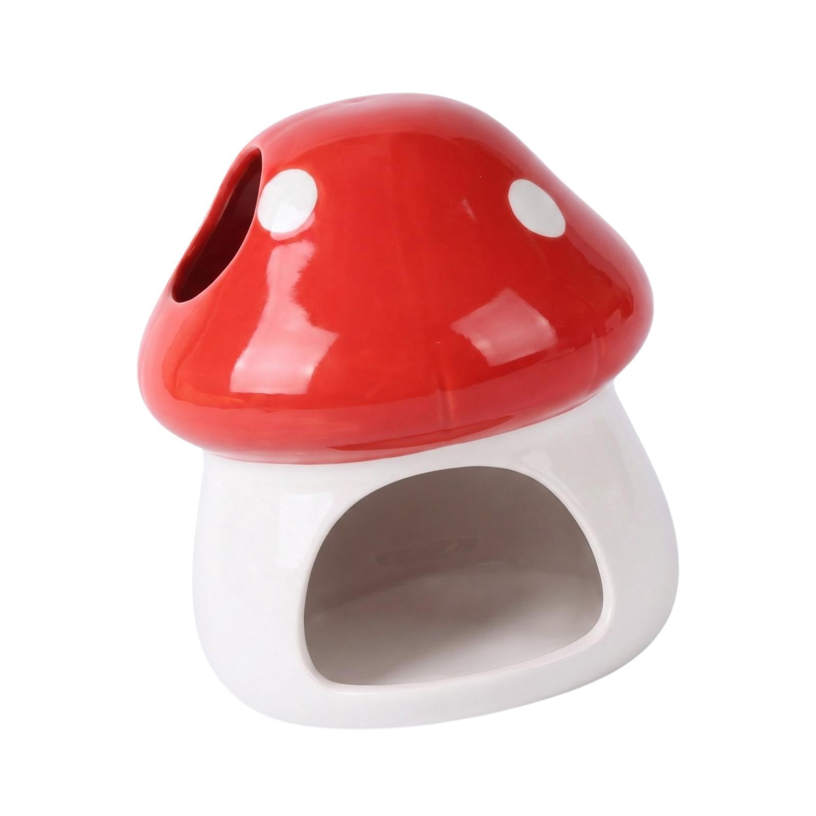 Dualoai Ceramic Hamster House Cute Guinea Pig Hideout for Rats Dwarf Hamster Gerbils Red