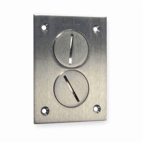 Hubbell Wiring Systems SA3625 Aluminum Round Floor Box Rectangle Duplex Screw Cover, 4-5/32" Length x 2-63/64" Width