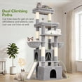 thumbnail image 3 of Globlazer 74" Symmetrical Cat Tree, Multi-Level Large Cat Tower with Scratching Post & Condo for Indoor Cats, Light Grey, 3 of 7