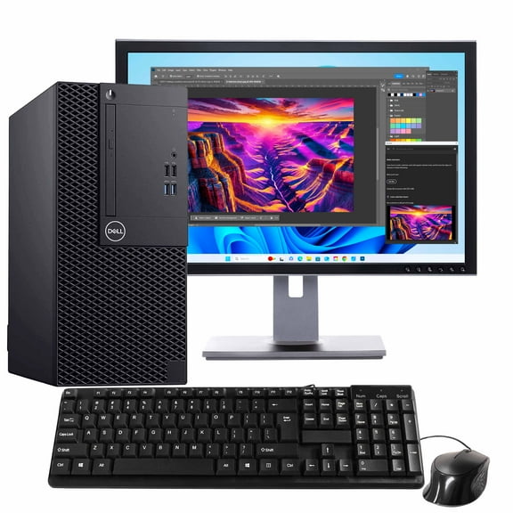Restored Blair Tech Dell OptiPlex 3070 Tower PC Intel Core i5-9500 3.2GHz 16GB DDR4 RAM, 1TB SSD, Quadro P620 2GB, Windows 11 Pro, Periphio Keyboard & Mouse, 24" LCD Monitor (Refurbished)