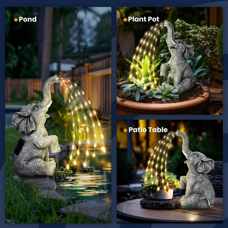 Gigalumi Solar Elephant Garden Statue with Twinkling Lights photo 5