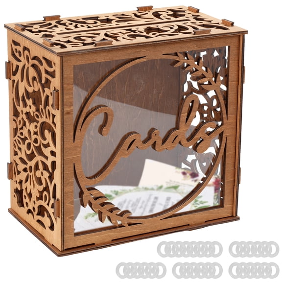 Threns Wood Wedding Card Box with Slot and Acrylic Window Elegant Wooden Card Box for Reception Anniversary Birthday Party Bridal Baby Shower