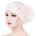 thumbnail image 2 of Ludlz Women Muslim Solid Flowers Cancer Chemo Hat Turban Headbands Hair Loss Wrap Cap, 2 of 6