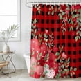 thumbnail image 6 of Love Heart Valentines Day Shower Curtain Set - Long 72" x 84" Washable Bathtub Curtain with 12 Hooks, Botanical Eucalyptus Red Plaid Waterproof Fabric Stall Shower Curtains for Bathroom/Bathtub, 6 of 6