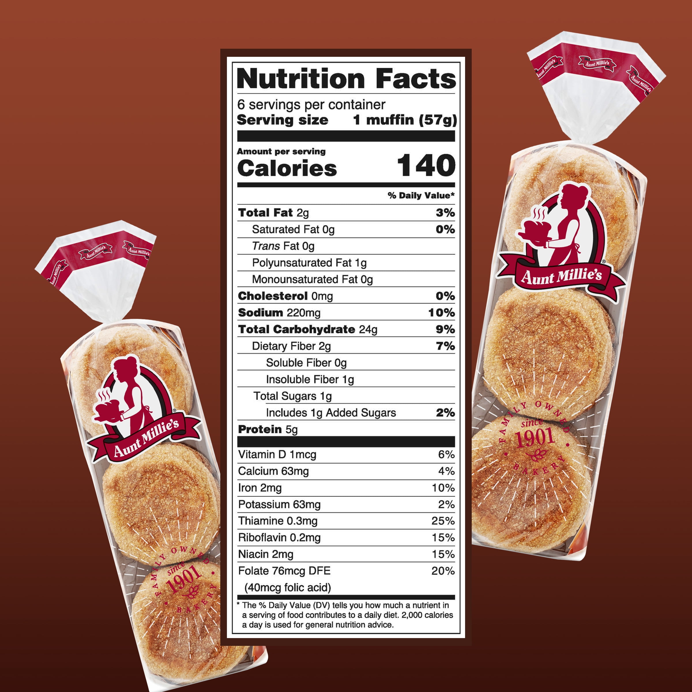 Aunt Millie's English Muffins, Multi Grain, 6 Count, 12 oz.