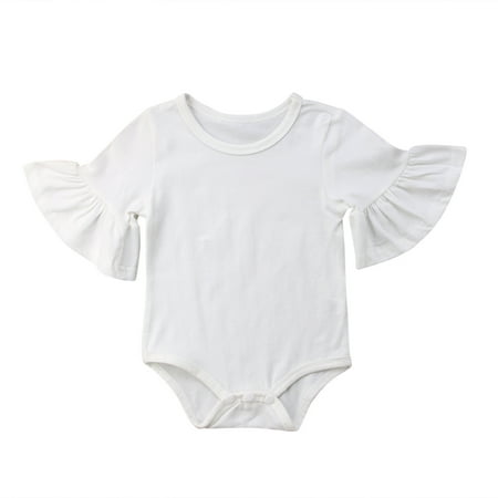 

jaweiw Infant Baby Girl Basic Bell Short Sleeve Cotton Romper Bodysuit Tops Clothes
