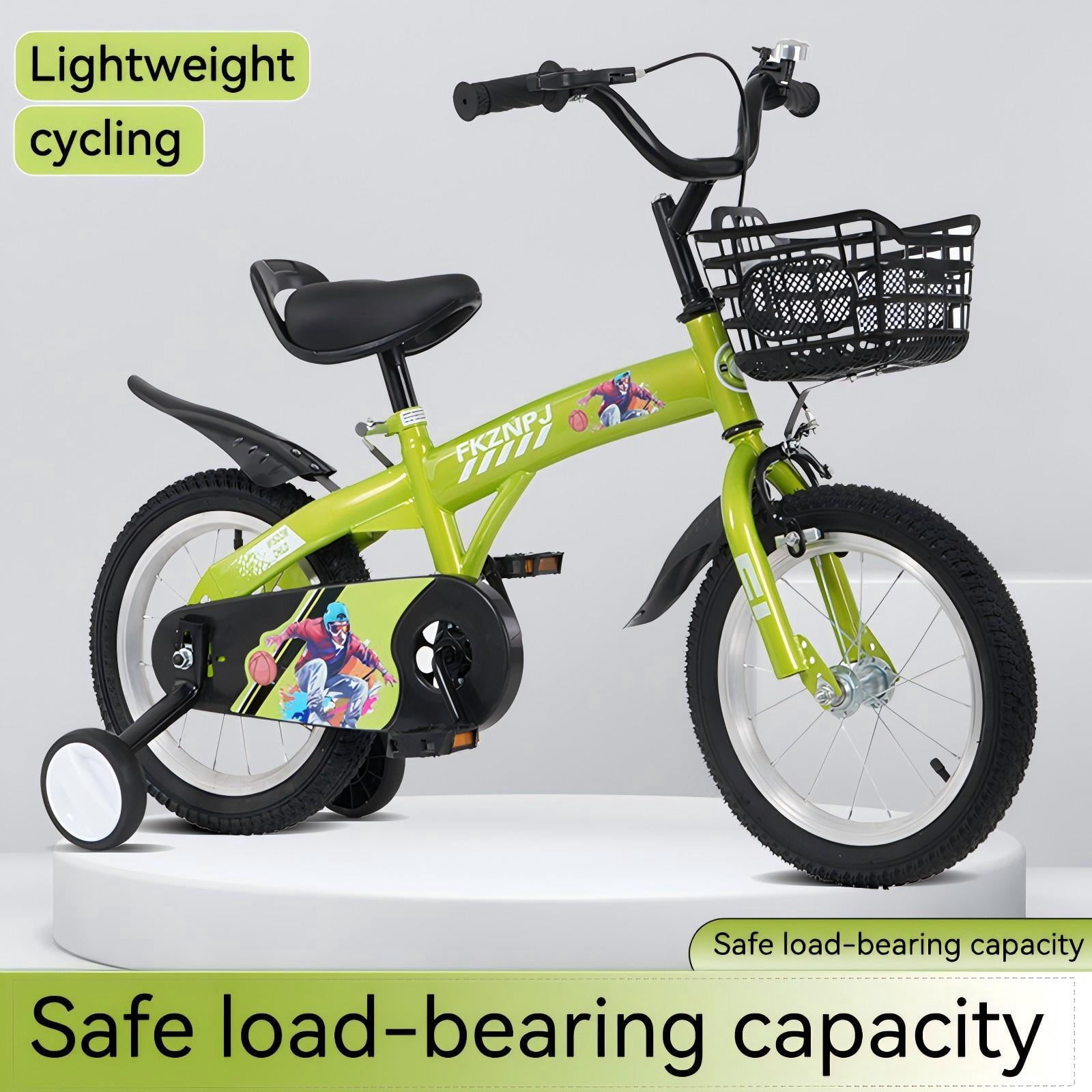 Alvantor Kids Bike 18" Adjustable Bicycle with Training Wheels & Basket for Aged 5-10 Girls & Boys Pink