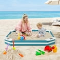 thumbnail image 2 of Costway Outdoor Wooden Sandbox with Animal Patterns Seats Backyard Bottomless Sandpit, 2 of 10