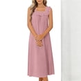 thumbnail image 6 of Admvng Women's Nightgown Sleeveless Square Neck Pajama Ruffled Straps Casual Sleep Dress, 6 of 9
