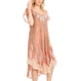 thumbnail image 4 of Sakkas Bree Long Embroidered Cap Sleeve Marbled Dress - Burnt Sienna - One Size Regular, 4 of 5