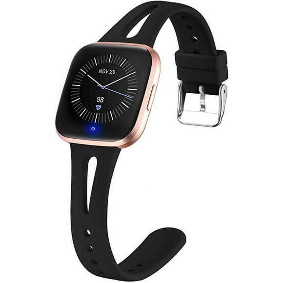 Waterproof watch band smart watch wristband silicone replacement for Fitbit Versa2/versa Lite/versa black Large,Black