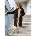 thumbnail image 4 of Women'S Casual Long-Sleeved Lapel Button Coat Autumn and Winter Plush Coat Long Coat Coffee Color XXL, 4 of 7