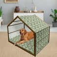 thumbnail image 2 of Green and White Pet House, Abstract Calla Lily Flowers in White with Green Leaves, Outdoor & Indoor Portable Dog Kennel with Pillow and Cover, 5 Sizes, Olive Green Sage Green, by Ambesonne, 2 of 4