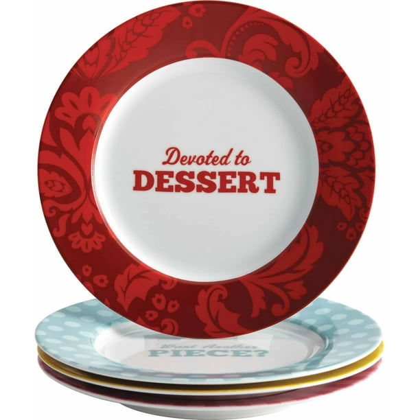 Cake Boss Serveware 4Piece Dessert Plate Set, Multiple Patterns