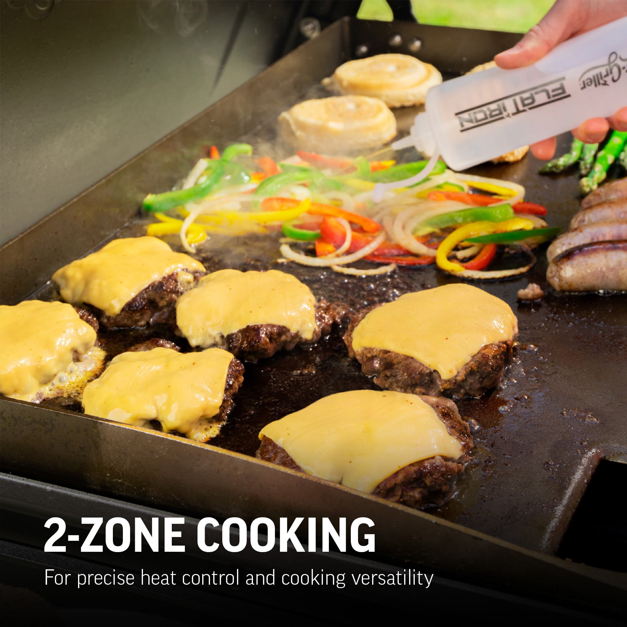 Char-Griller 2-Burner Flat Iron Gas Griddle with Lid