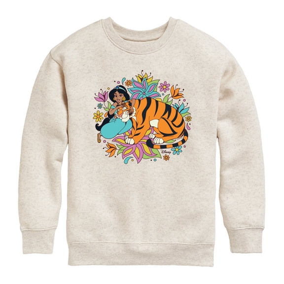 Disney - Jasmine Flowers Graphic Long Sleeve Fleece Sweatshirt