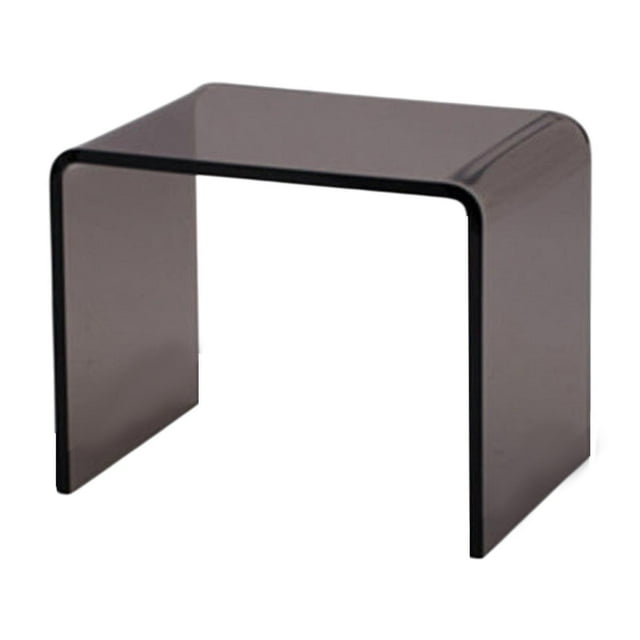 Mesa auxiliar de acrílico, mesa auxiliar de acrílico para bebidas, alimentos, refrigerios con reposapiés de borde redondo, decoración del hogar para Gris