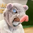 thumbnail image 5 of Cosplay Prop Wild Boar Head Plush Hat Demon Slayer Hashibira Inosuke Warm Headgear Cartoon Stuffed Anime Plushies Gifts Boy Fans, 5 of 9
