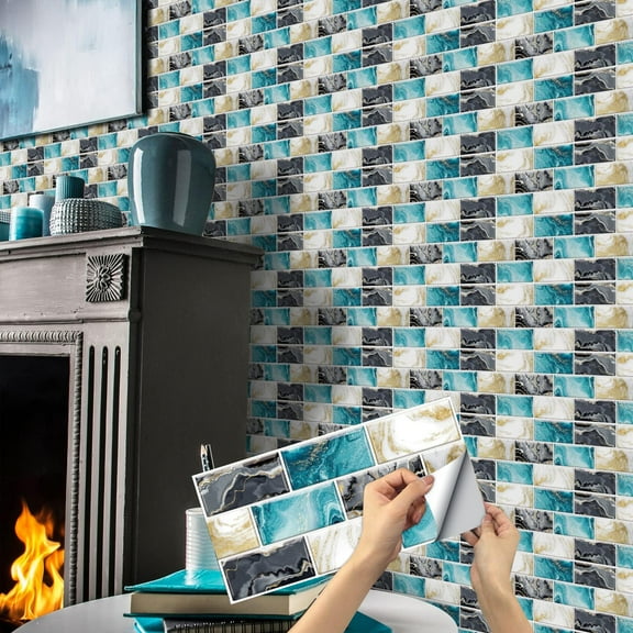 6Sheets Peel and Stick Tile Sticker 11.8"x5.9" Self Adhesive Vinyl Mosaic Brick Marbling Wall Decals DIY Decor Kitchen Backsplash Waterproof