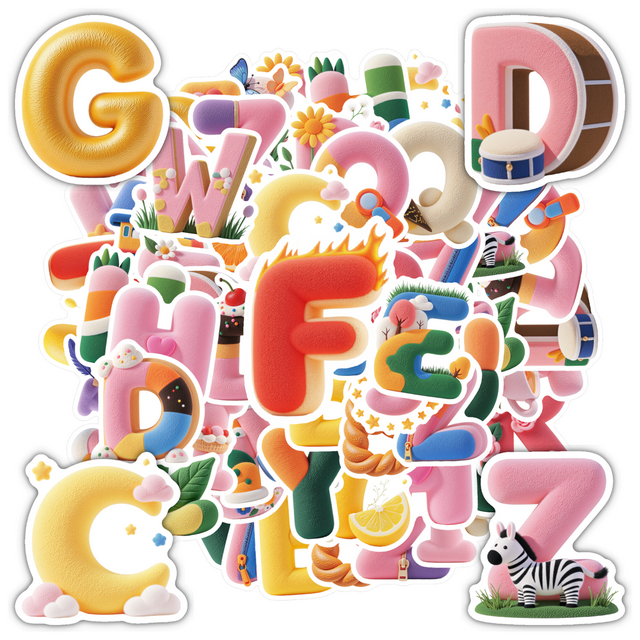Charming Stickers Alphabet Funny Stickers Nature Kids Stickers for Phone Laptop Fridge