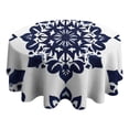 thumbnail image 4 of Blue and White Pioneer Flower Round Tablecloth 60" X 60",Wrinkle Wipeable Table Cloth for Kitchen Dining Room Picnic Patio Party, 4 of 6