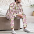 thumbnail image 7 of Salouo Lilies Flowers Print Button-Front Long Sleeve Pajama Set for Men, Soft 2Pjs Men's Long Sleeve Sleepwear-Medium, 7 of 7