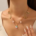 thumbnail image 2 of SKQIT Creative Multi-Element Pendant Necklace with Pink Strawberry, Heart, Sunflower, and Imitation Pearl Charms, 2 of 6