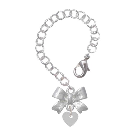Delight Jewelry Acrylic 5/16 Imitation Pearl Heart - Silvertone Bow Charm Accessory for Tumblers and Thermal Cups