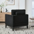 thumbnail image 4 of Nmkwnr Boucle Accent Chair with Black Wood Legs, 35.4" Wide Reading Chair with 2 Bolster Pillows, Armchair for Living Room, Offices, Lounge, Black, 4 of 9