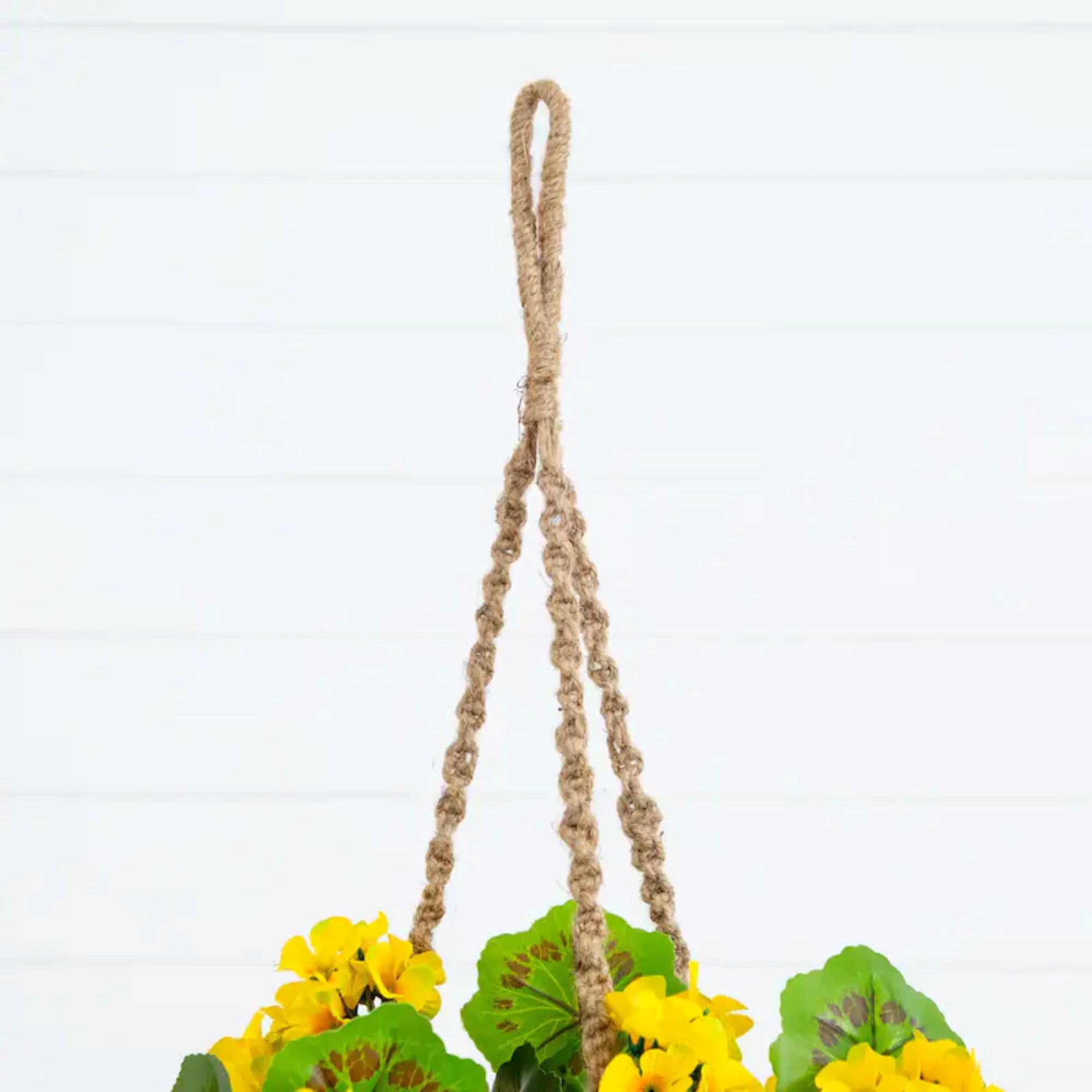 Nearly Natural UV Resistant Outdoor Artificial Geranium in Hanging Basket - 28" - Yellow