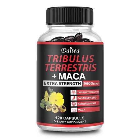 Premium Tribulus Terrestris Capsules - 9600mg Per Serving - Combined with Ashwagandha, Panax Ginseng & Maca - Boost Energy, Mood, Stamina & Immune - 120 Capsules