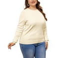 thumbnail image 4 of Agnes Orinda Women's Plus Size Sweater Long Sleeve Crewneck Shirts Knit Casual Basic Tee Tops 1X Apricot, 4 of 6