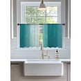 thumbnail image 3 of Sheer Curtains 54 Inch Length 2 Panels Set for Kitchen, Aqua Ombre Semi Sheer Curtains for Windows, Vintage Country Wooden Voile Window Treatments Rod Pocket Curtain, 3 of 7