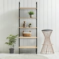 thumbnail image 6 of happimess Madera 72.05" Classic Industrial 5-Shelf Wood Wall-Mounted Open Ladder Bookcase with Metal Frame, Light Oak/Black, 6 of 9