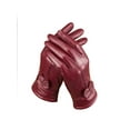 thumbnail image 2 of Women's Leather Gloves Winter Warm Genuine Lambskin Windproof PU Glove "Jujube red", 2 of 5
