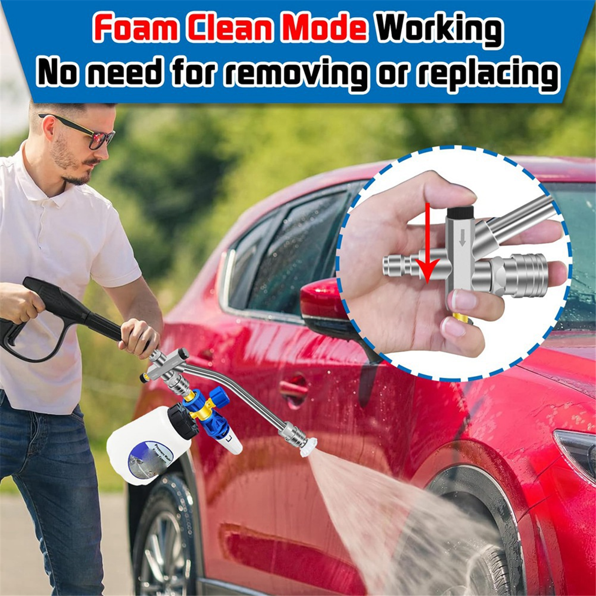 Pressure Washer Dual-Connector Tool with 7 Pressure Washer Nozzle Tips, 1/4 Quick Connect Switch Doubl