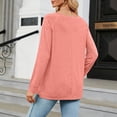 thumbnail image 3 of Timegard Hauts pour Femmes Col Rond Rayé Manches Longues T-Shirts Basiques Automne Décontracté Ample Confortable, 3 of 5