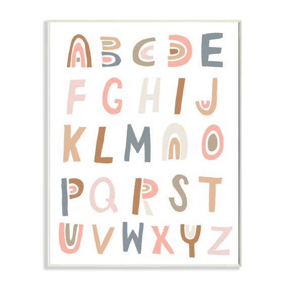 Stupell Industries Neutral Rainbow Alphabet Chart Pink Beige Typography,10 x 15,Designed by Jess Bruggink
