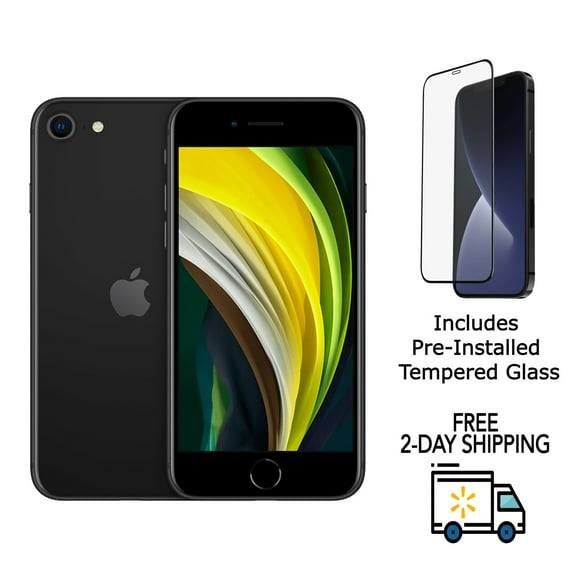 Restored Apple iPhone SE (2nd Gen) A2275 (Fully Unlocked) 256GB Black w/ Pre-Installed Tempered Glass (Refurbished)