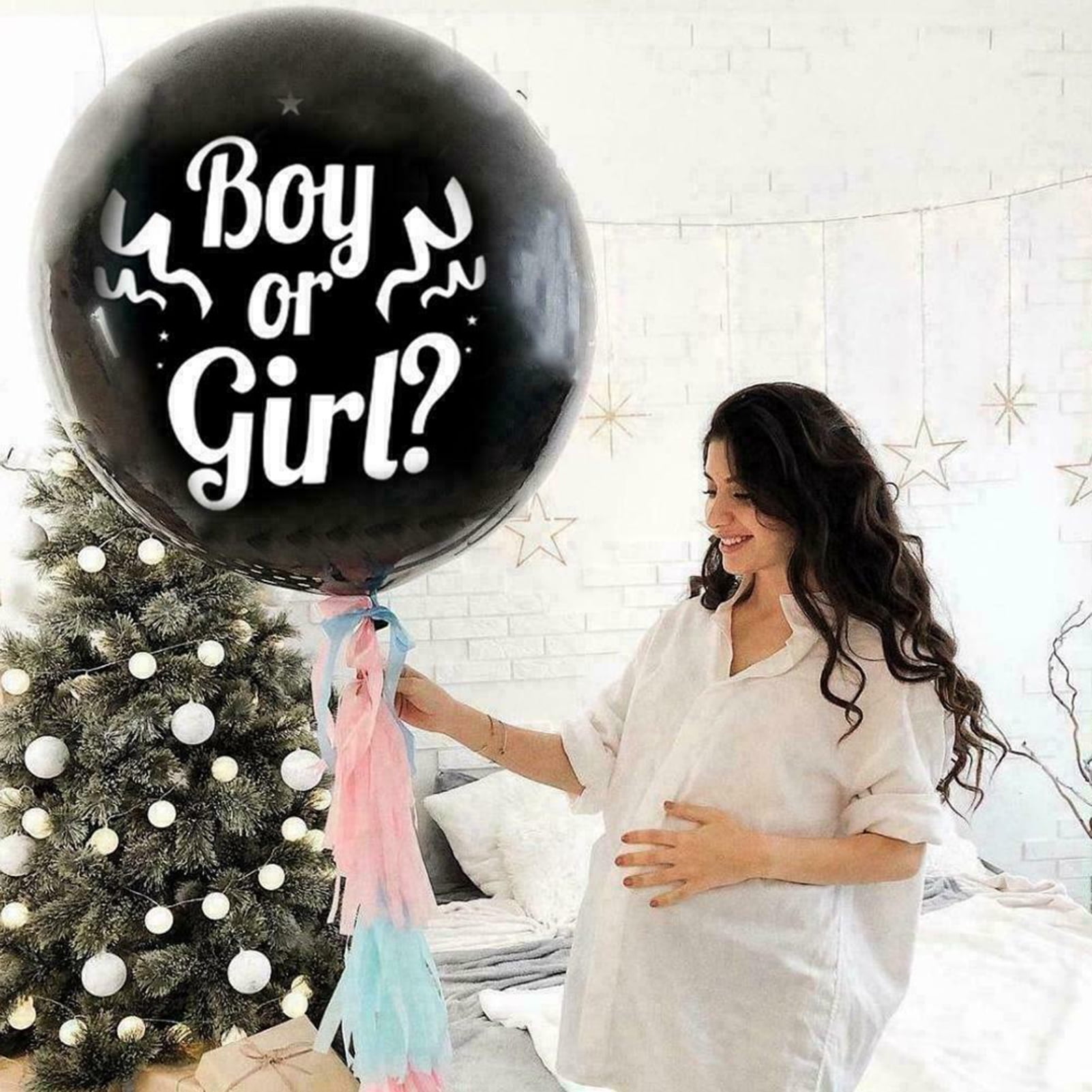 Details about   36" Large Black Gender Reveal Balloon Oh Baby Boy Girls Confetti Balloon C0K4 