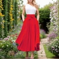 thumbnail image 4 of XIAOCHA Womens Bow Belted Skirt Flared A Line Pocketed Asymmetrical High Waisted Maxi Skirt Soft Elegant Work Skirts, 4 of 6