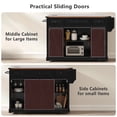 thumbnail image 6 of Harper & Bright Designs Farmhouse Kitchen Island with Storage, Sliding Barn Door & Metal Grid Side Door, Rolling Kitchen Island on 5 Wheels with Glass Holders, Island Table with Drop Leaf, Black, 6 of 18