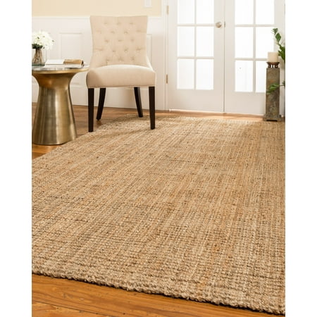 Designer Rectangular Area Rug Natural Area Rugs 100% Natural Fiber Handmade Chunky Calvin Jute Rectangular Rug 5' x 8' Beige ()