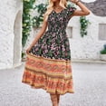 thumbnail image 7 of Boho Dresses for Women, Women's Summer Casual Dress Floral Print V Neck Waist Dress Casual Dress Outfits for Women, 7 of 7