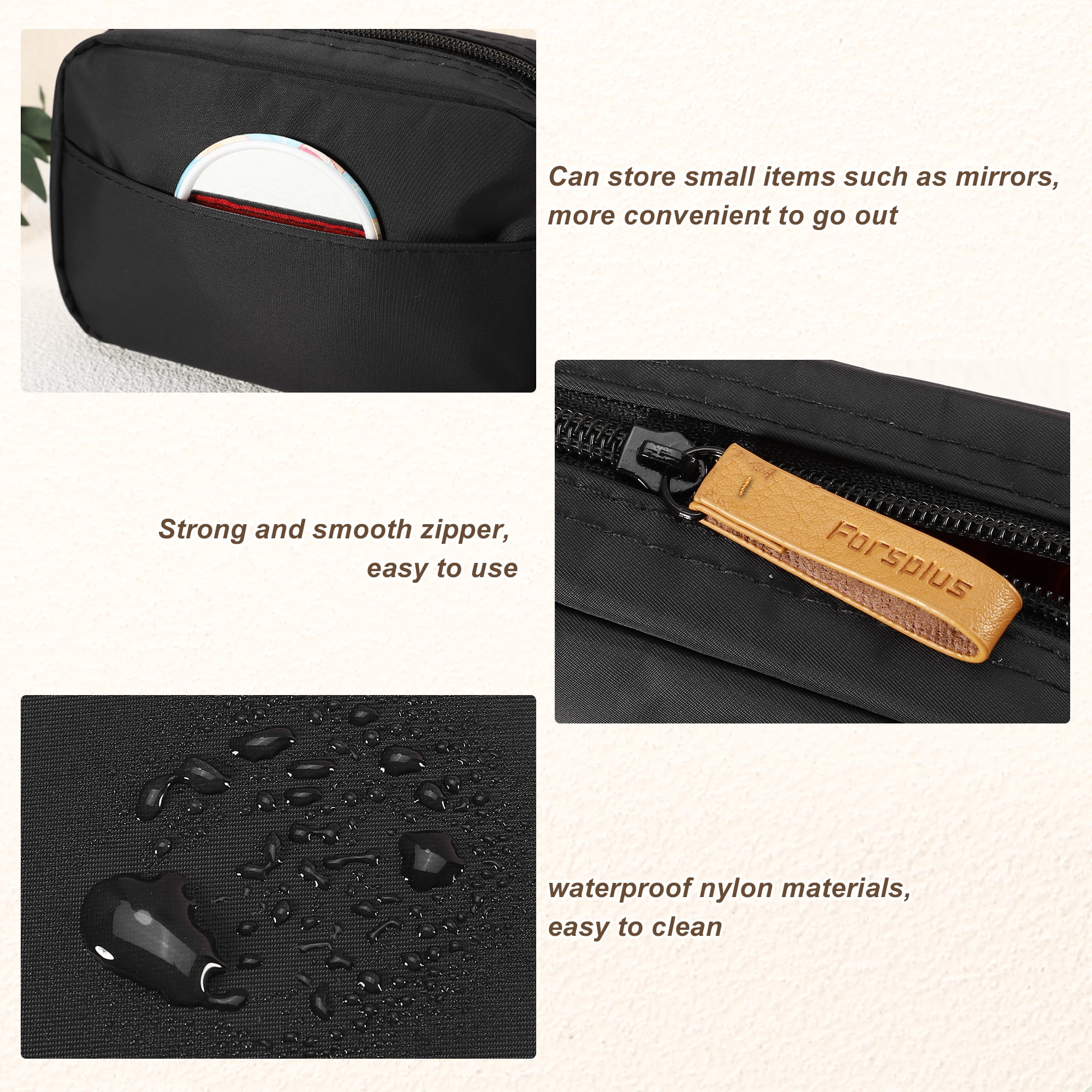 Unique Bargains Women Cosmetic Bag Large Capacity Makeup Storage Bag Pouch Black Red