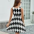 thumbnail image 6 of Black And White Harlequin Women's Tank Dress V Neck Sleeveless Summer Sundress, 6 of 7