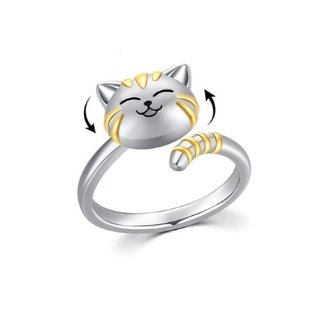 SIEYIO Finger Rings Adjustable Rings Women Opening Rings Cat Shaped Alloy Material