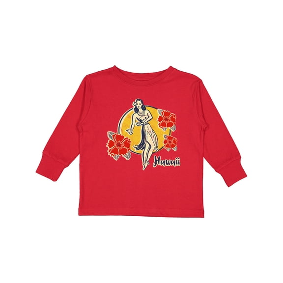 Inktastic Retro Hula Girl Girls Long Sleeve Toddler T-Shirt